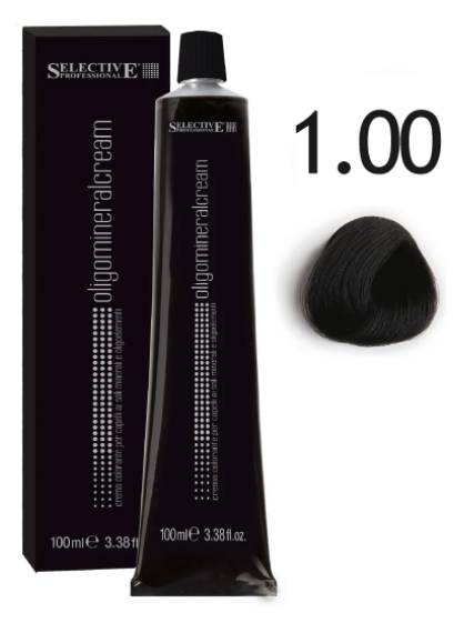 изображение Selective Professional / Крем-краска для волос олигоминеральная 1.00 Черный от магазина nsk-cosmetics.ru